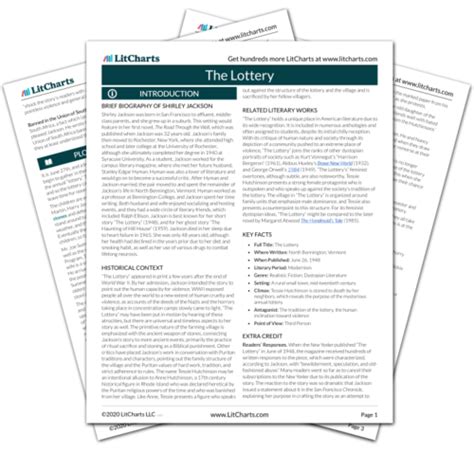 the lottery litcharts|The Lottery: Study Guide .